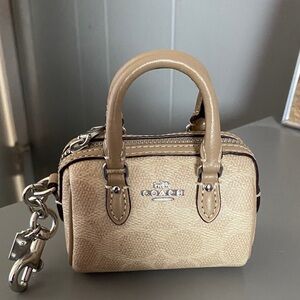 Coach Beige Mini Bag with Silver Accents